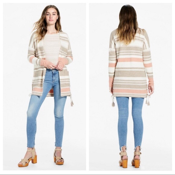 Lucky Brand Sweaters - Lucky Brand Stripe Wool Blend Cardigan Sz L NWT
